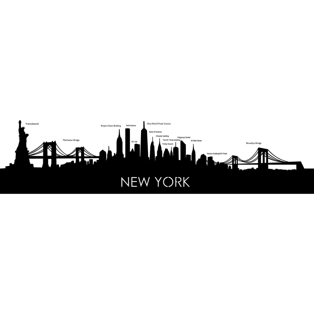 Skyline New York Zwart Glanzend houten cadeau decoratie relatiegeschenk van WoodWideCities