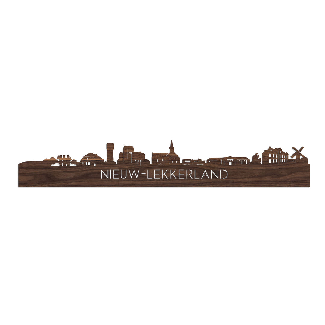 Skyline Nieuw-Lekkerland Noten houten cadeau decoratie relatiegeschenk van WoodWideCities