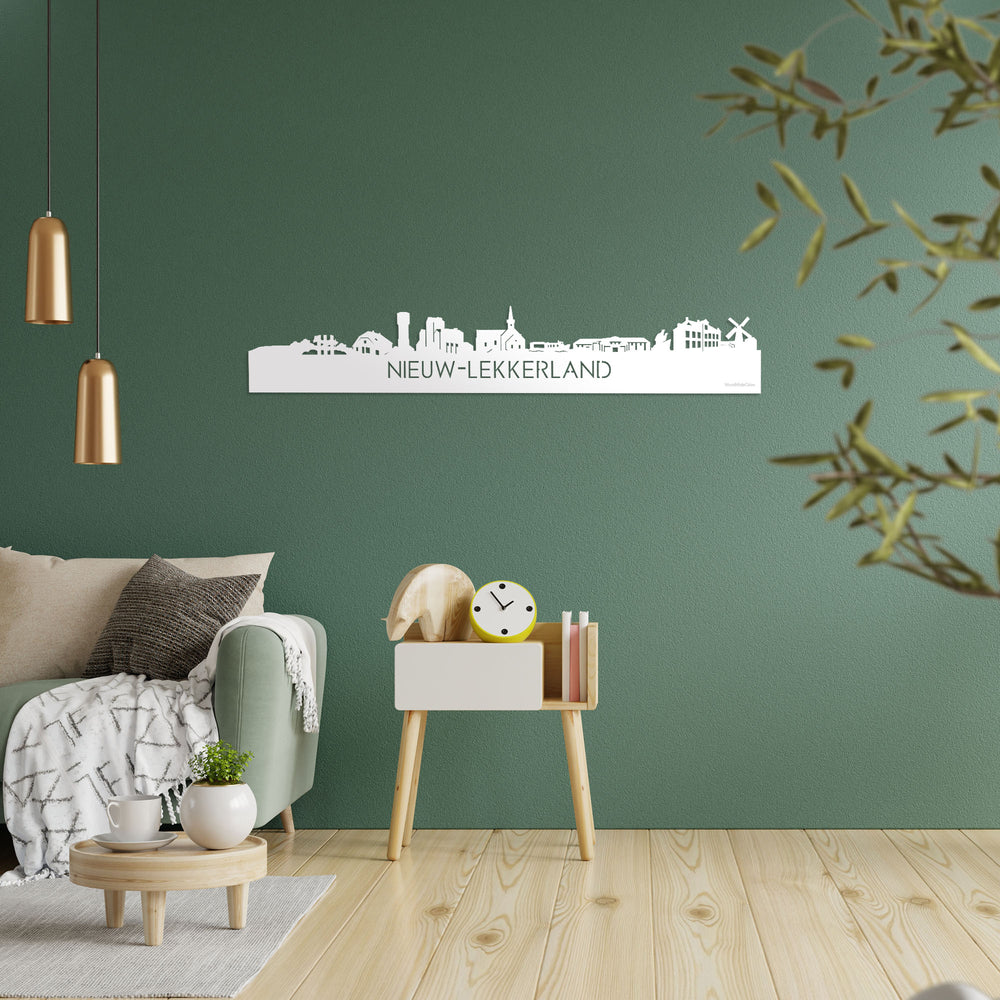 Skyline Nieuw-Lekkerland Wit glanzend gerecycled kunststof cadeau decoratie relatiegeschenk van WoodWideCities