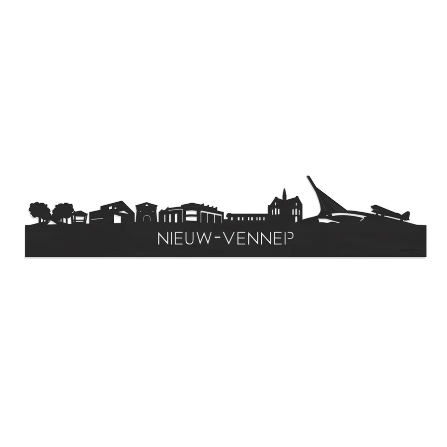 Skyline Nieuw-Vennep Zwart houten cadeau decoratie relatiegeschenk van WoodWideCities