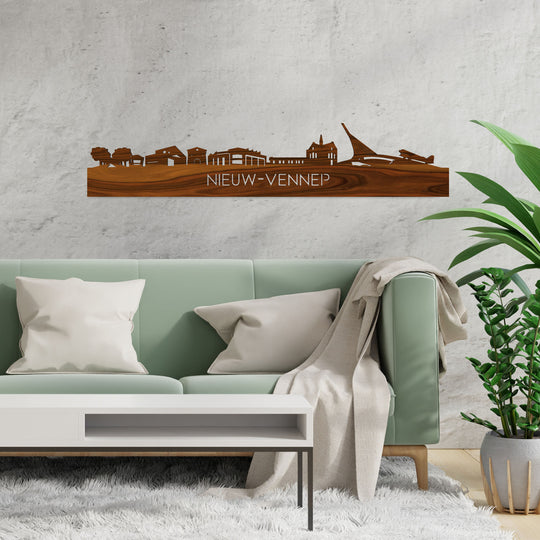Skyline Nieuw-Vennep Palissander houten cadeau decoratie relatiegeschenk van WoodWideCities