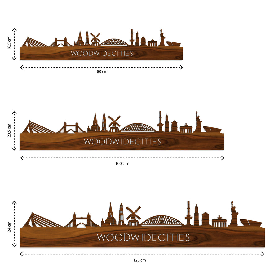 Skyline Nieuw-Vennep Palissander houten cadeau decoratie relatiegeschenk van WoodWideCities