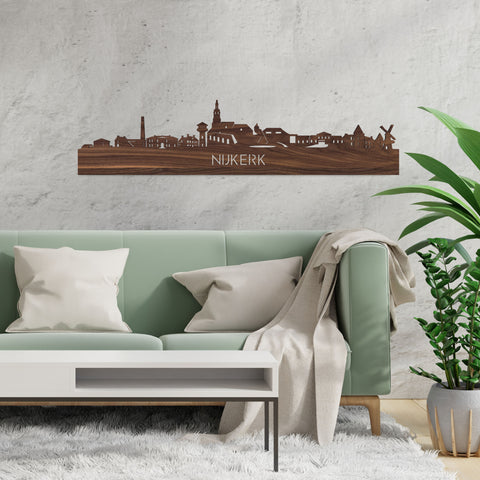 Skyline Nijkerk Noten houten cadeau decoratie relatiegeschenk van WoodWideCities
