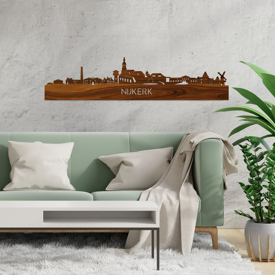 Skyline Nijkerk Palissander houten cadeau decoratie relatiegeschenk van WoodWideCities