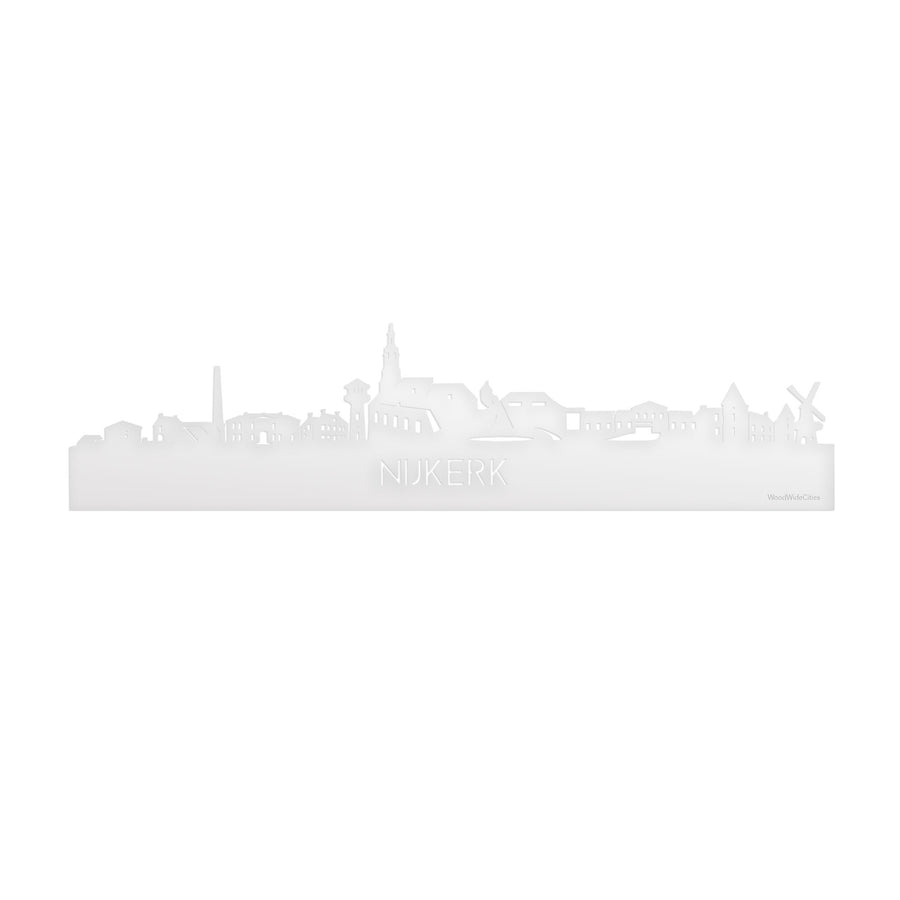 Skyline Nijkerk Wit glanzend gerecycled kunststof cadeau decoratie relatiegeschenk van WoodWideCities