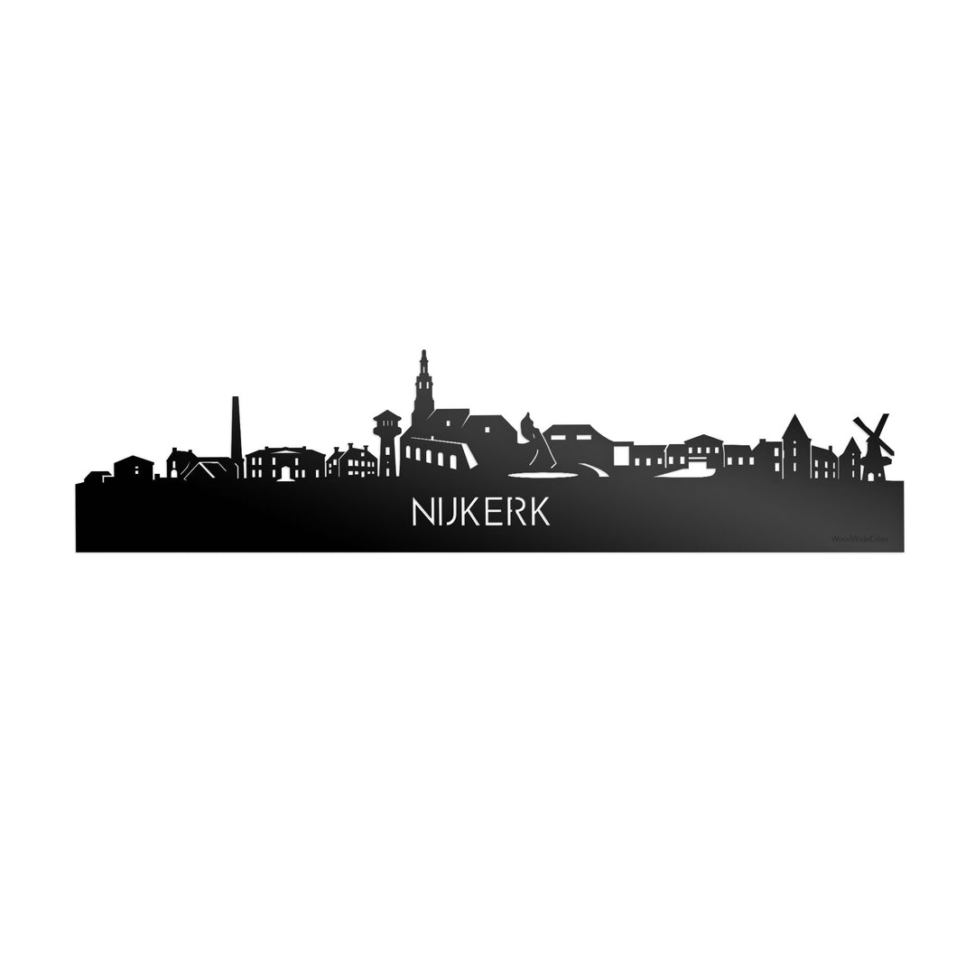 Skyline Nijkerk Zwart glanzend gerecycled kunststof cadeau decoratie relatiegeschenk van WoodWideCities
