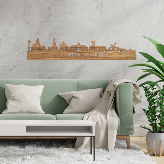 Skyline Noordwijkerhout Eiken houten cadeau decoratie relatiegeschenk van WoodWideCities