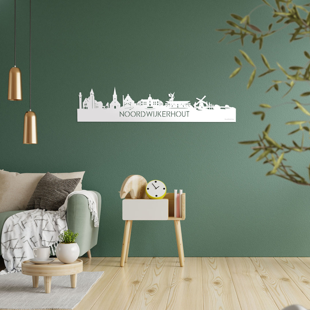 Skyline Noordwijkerhout Wit glanzend gerecycled kunststof cadeau decoratie relatiegeschenk van WoodWideCities