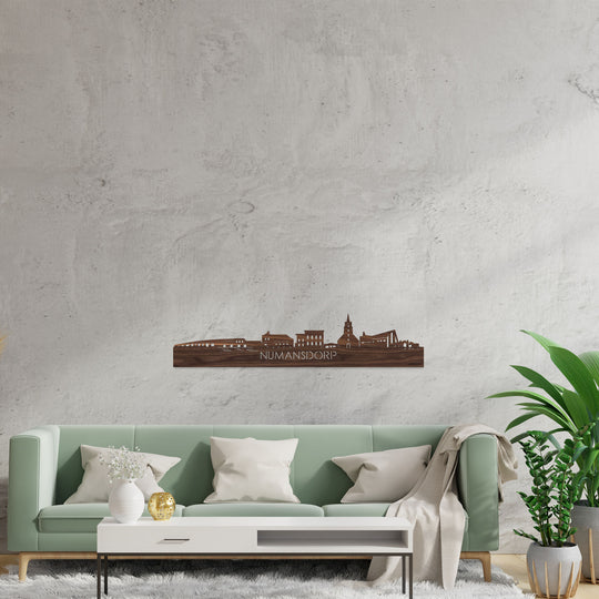 Skyline Numansdorp Noten houten cadeau decoratie relatiegeschenk van WoodWideCities