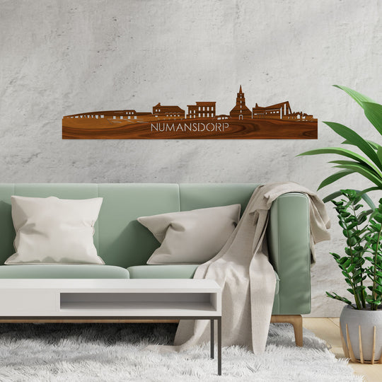 Skyline Numansdorp Palissander houten cadeau decoratie relatiegeschenk van WoodWideCities