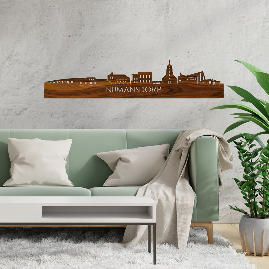 Skyline Numansdorp Palissander houten cadeau decoratie relatiegeschenk van WoodWideCities