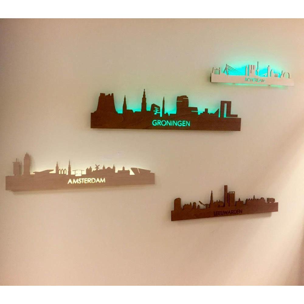 Skyline Numansdorp Wit glanzend gerecycled kunststof cadeau decoratie relatiegeschenk van WoodWideCities