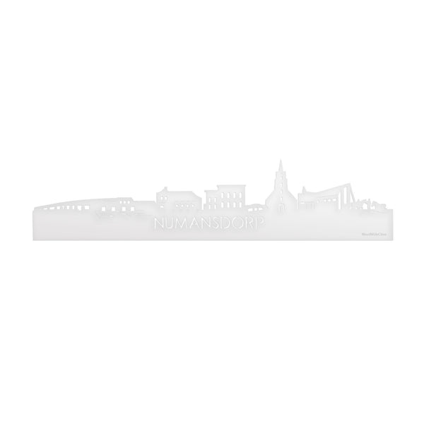 Skyline Numansdorp Wit glanzend gerecycled kunststof cadeau decoratie relatiegeschenk van WoodWideCities