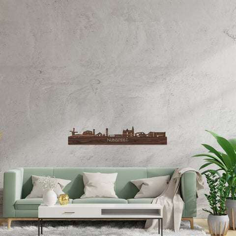 Skyline Nunspeet Noten houten cadeau decoratie relatiegeschenk van WoodWideCities