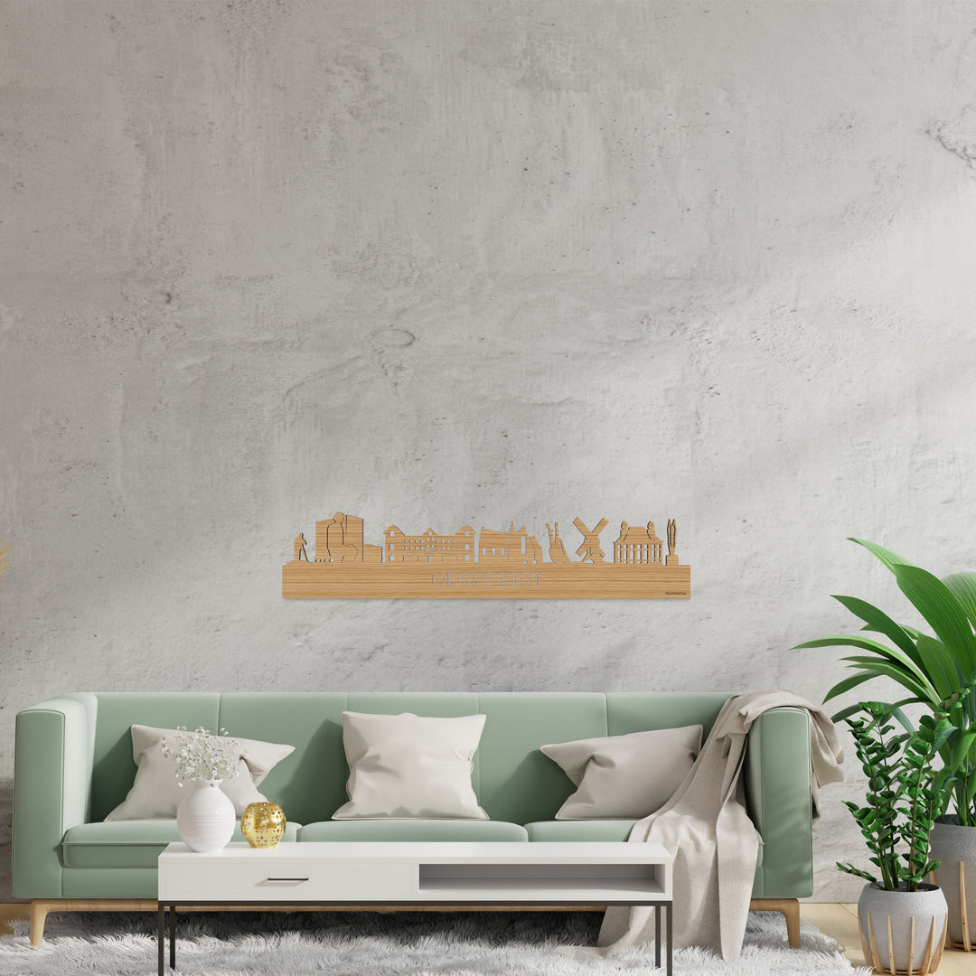 Skyline Oegstgeest Bamboe houten cadeau decoratie relatiegeschenk van WoodWideCities