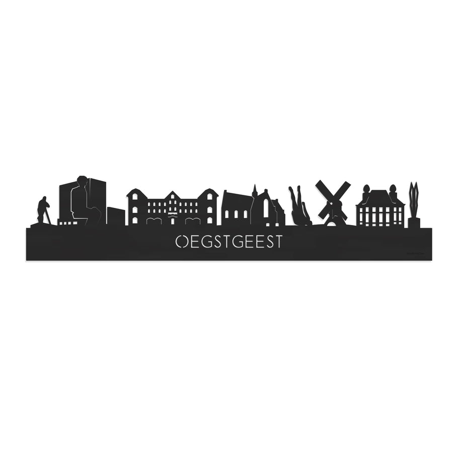 Skyline Oegstgeest Zwart houten cadeau decoratie relatiegeschenk van WoodWideCities