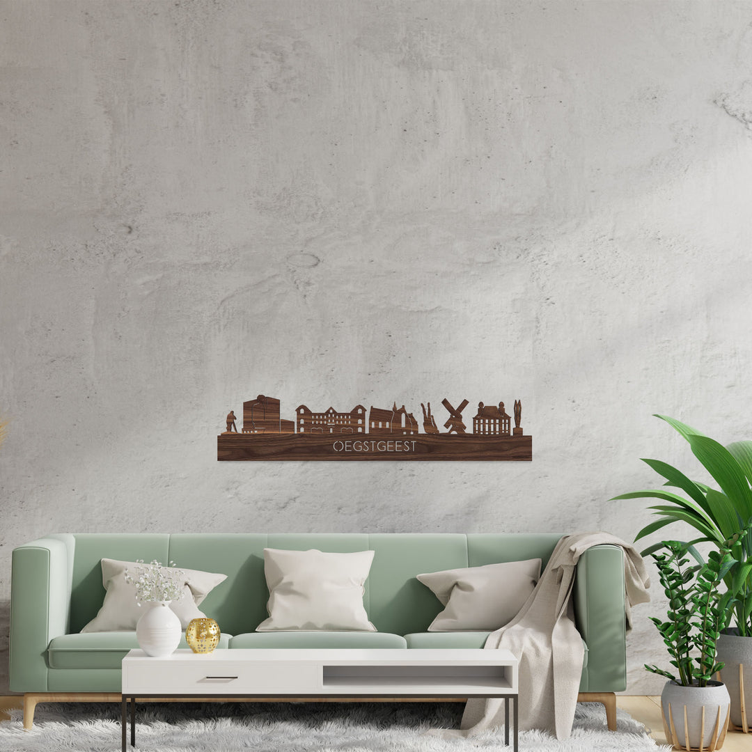 Skyline Oegstgeest Noten houten cadeau decoratie relatiegeschenk van WoodWideCities