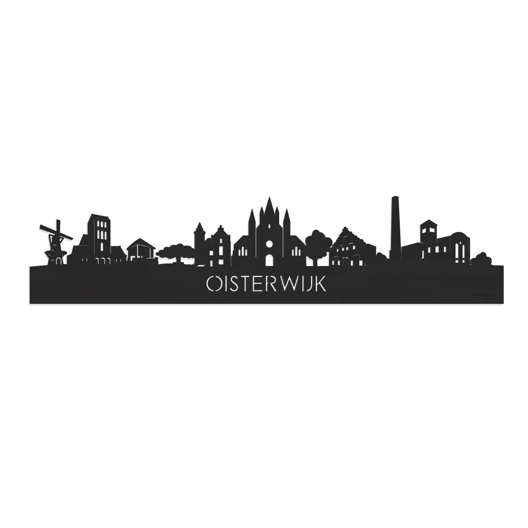 Skyline Oisterwijk Zwart houten cadeau decoratie relatiegeschenk van WoodWideCities