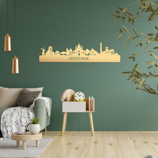 Skyline Oisterwijk Metallic Goud gerecycled kunststof cadeau decoratie relatiegeschenk van WoodWideCities