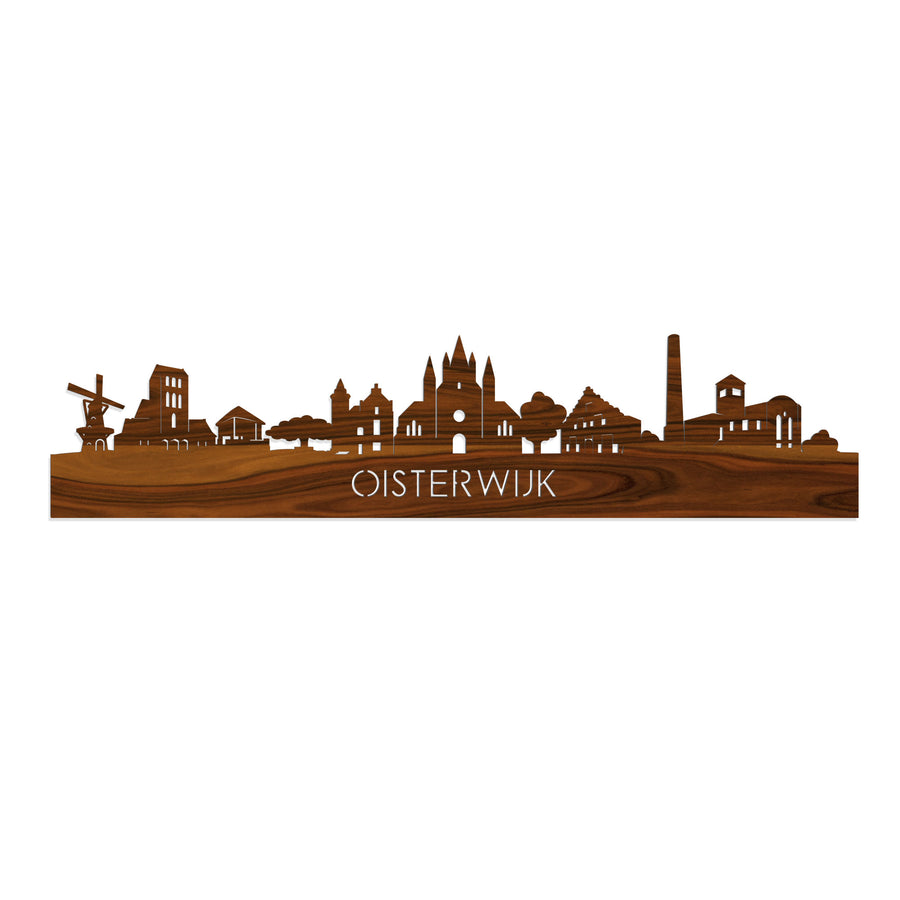 Skyline Oisterwijk Palissander houten cadeau decoratie relatiegeschenk van WoodWideCities