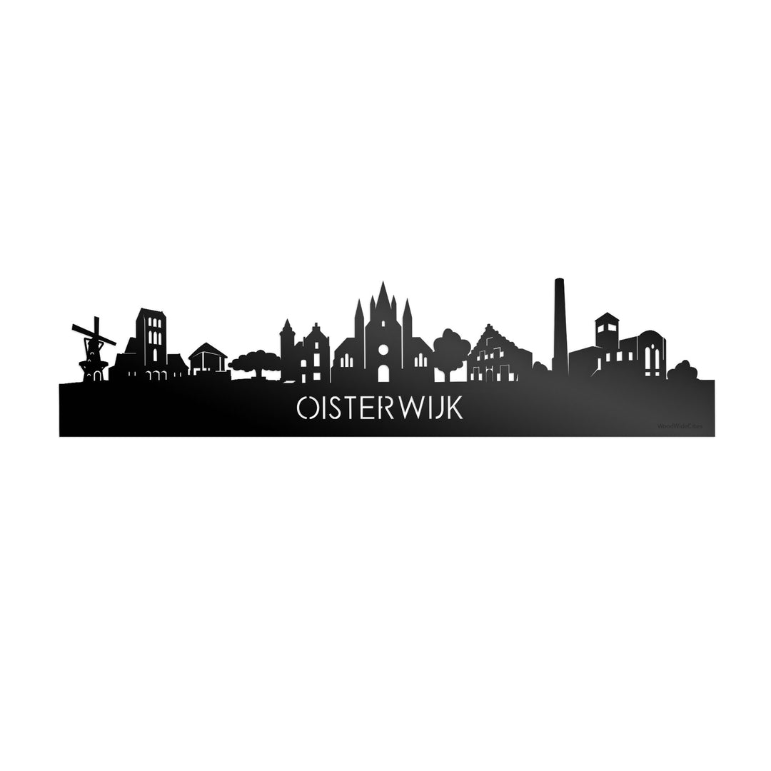 Skyline Oisterwijk Zwart glanzend gerecycled kunststof cadeau decoratie relatiegeschenk van WoodWideCities