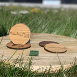 Skyline Onderzetters Groningen Eiken en noten houten cadeau decoratie relatiegeschenk van WoodWideCities