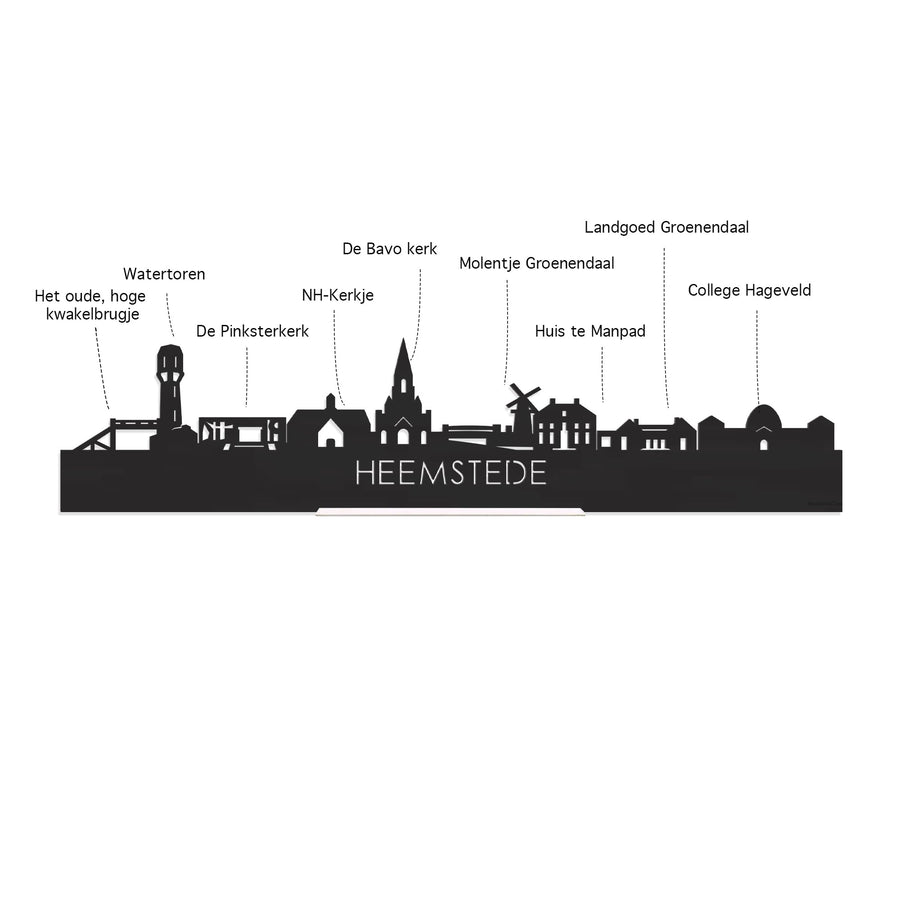 Skyline Onderzetters Heemstede Eiken en noten houten cadeau decoratie relatiegeschenk van WoodWideCities
