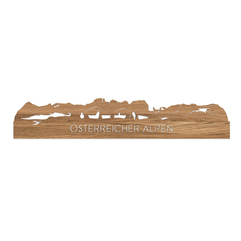 Skyline Österreicher Alpen Eiken houten cadeau decoratie relatiegeschenk van WoodWideCities