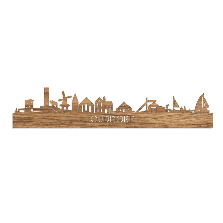 Skyline Ouddorp Eiken houten cadeau decoratie relatiegeschenk van WoodWideCities