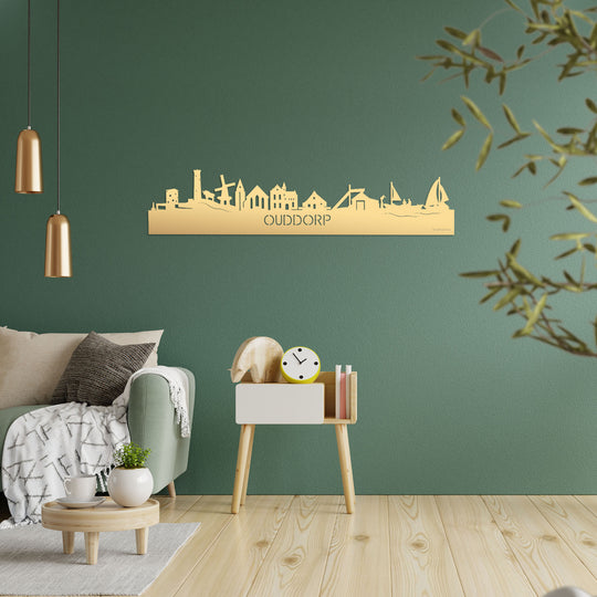 Skyline Ouddorp Metallic Goud gerecycled kunststof cadeau decoratie relatiegeschenk van WoodWideCities