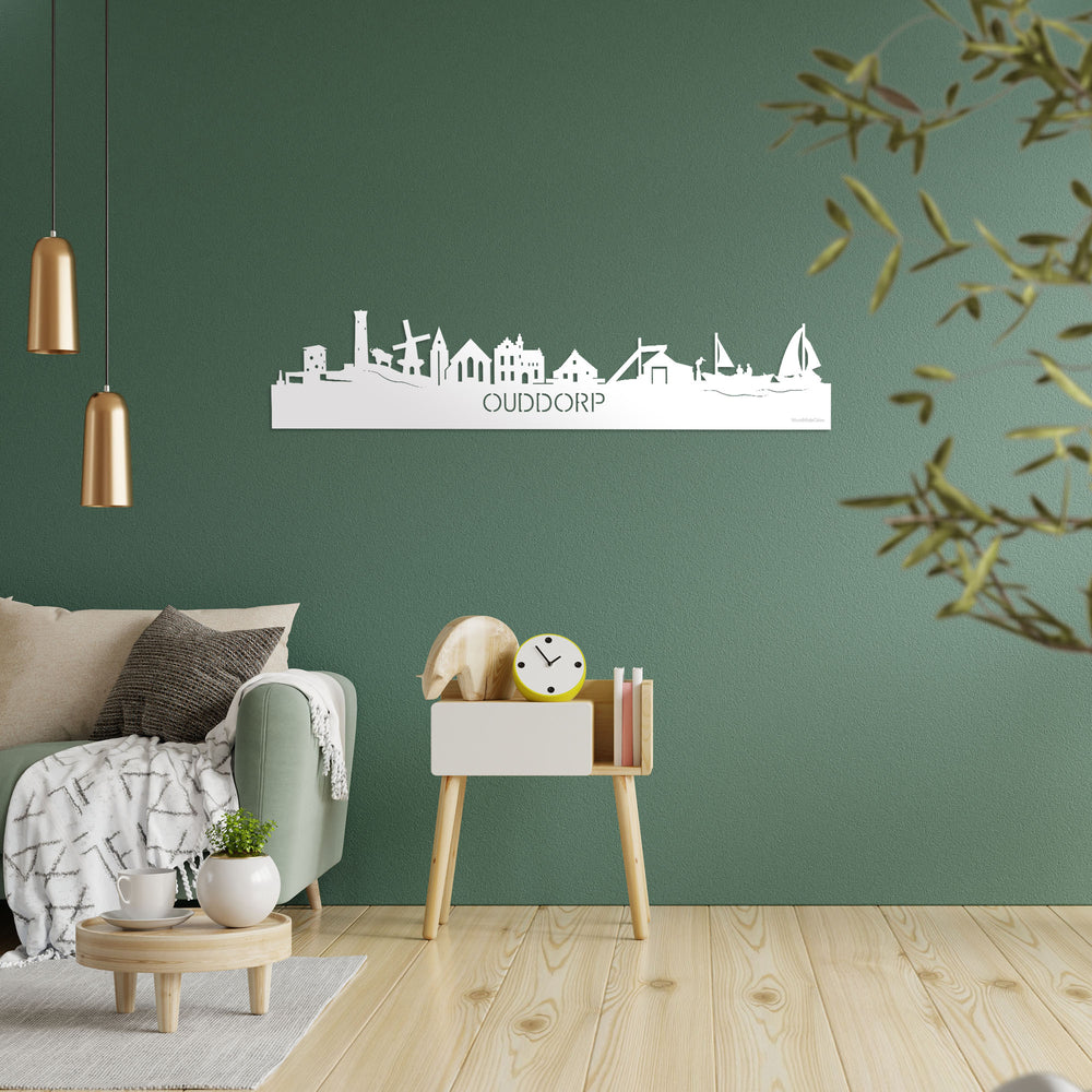 Skyline Ouddorp Wit glanzend gerecycled kunststof cadeau decoratie relatiegeschenk van WoodWideCities