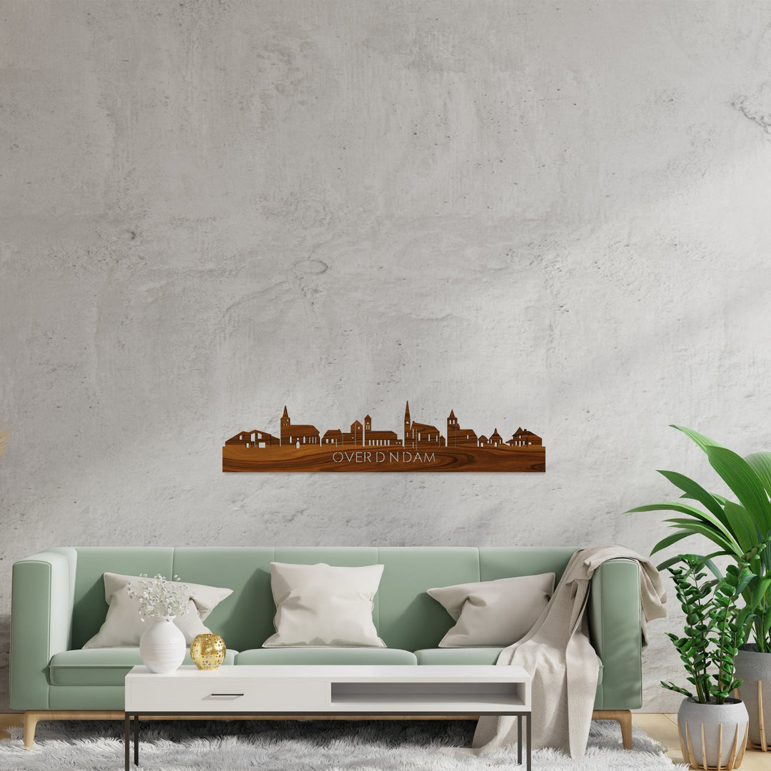 Skyline Over d'n Dam Palissander houten cadeau decoratie relatiegeschenk van WoodWideCities