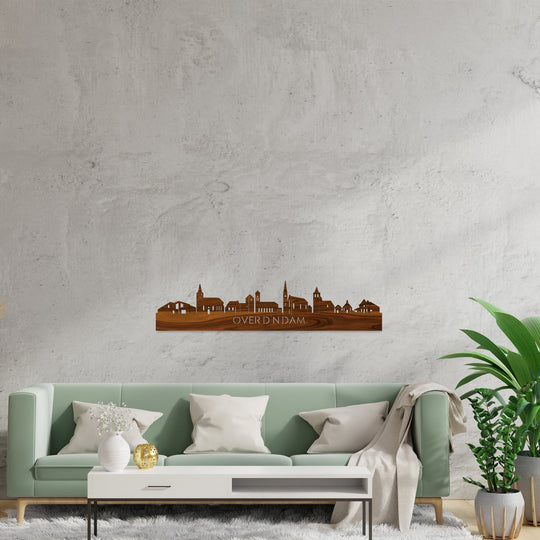 Skyline Over d'n Dam Palissander houten cadeau decoratie relatiegeschenk van WoodWideCities