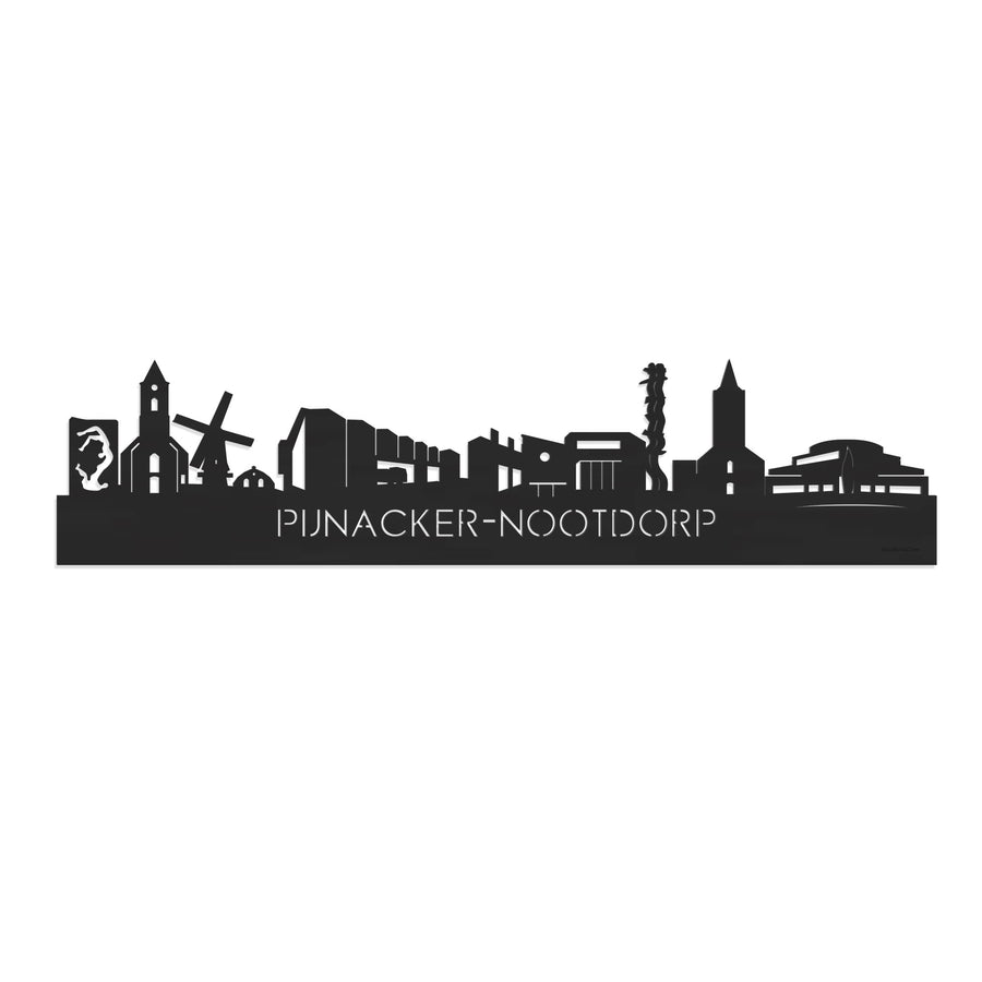 Skyline Pijnacker-Nootdorp Zwart houten cadeau decoratie relatiegeschenk van WoodWideCities