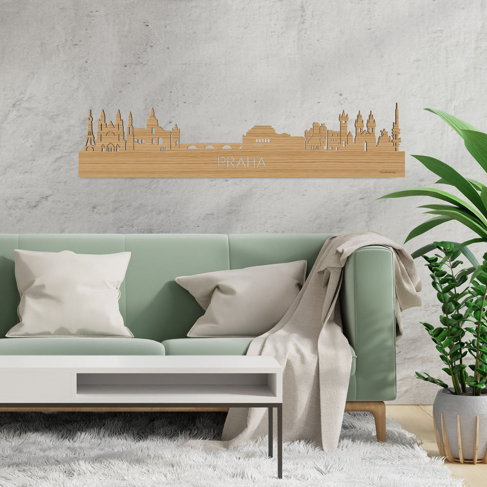 Skyline Praha Bamboe houten cadeau decoratie relatiegeschenk van WoodWideCities