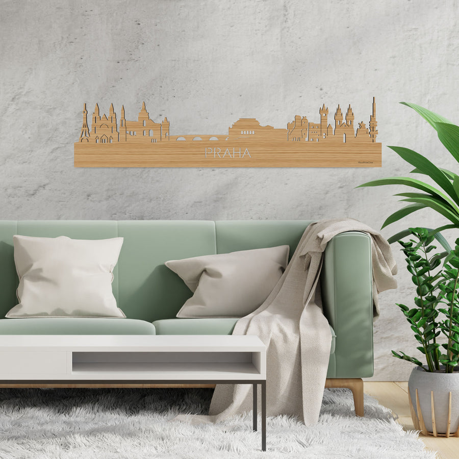 Skyline Praha Bamboe houten cadeau decoratie relatiegeschenk van WoodWideCities