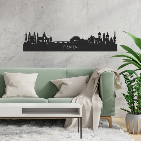 Skyline Praha Zwart houten cadeau decoratie relatiegeschenk van WoodWideCities