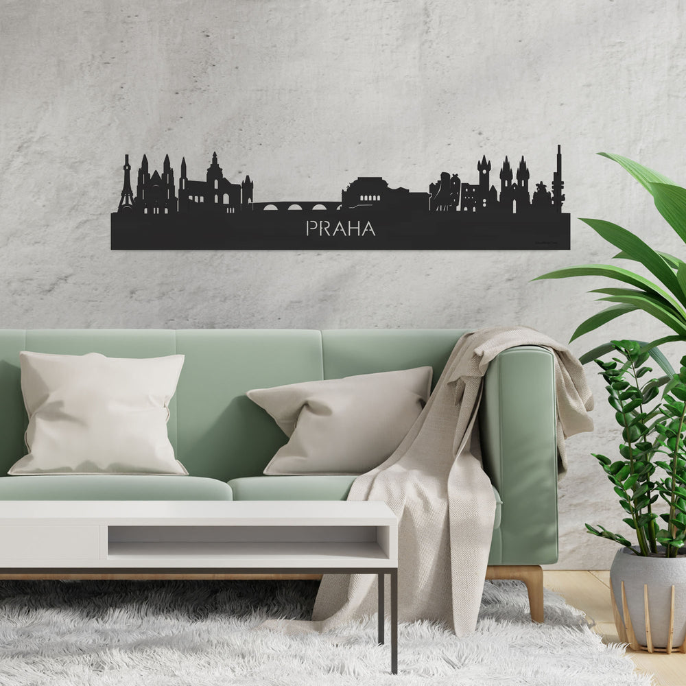 Skyline Praha Zwart houten cadeau decoratie relatiegeschenk van WoodWideCities
