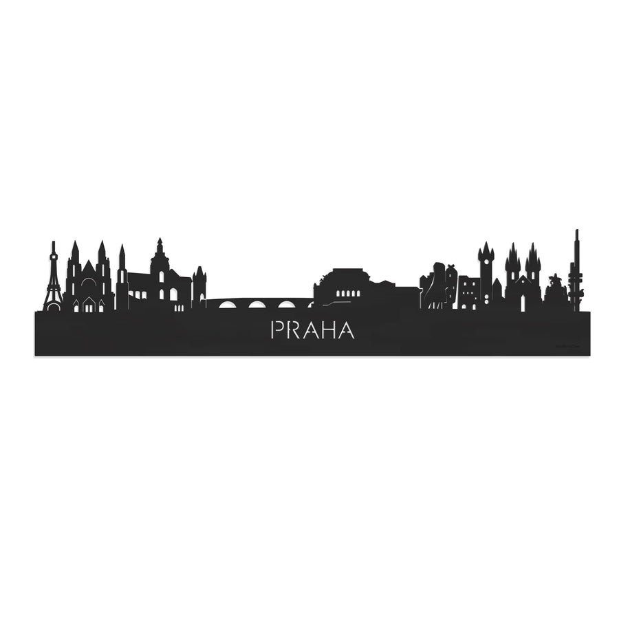 Skyline Praha Zwart houten cadeau decoratie relatiegeschenk van WoodWideCities