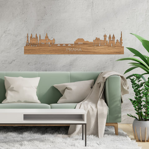 Skyline Praha Eiken houten cadeau decoratie relatiegeschenk van WoodWideCities