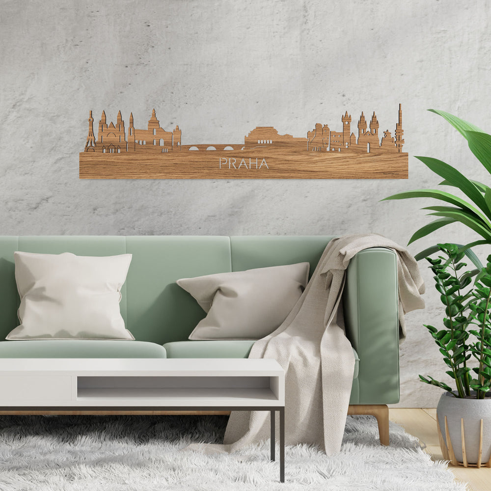 Skyline Praha Eiken houten cadeau decoratie relatiegeschenk van WoodWideCities