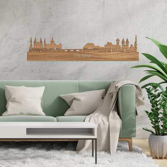 Skyline Praha Eiken houten cadeau decoratie relatiegeschenk van WoodWideCities