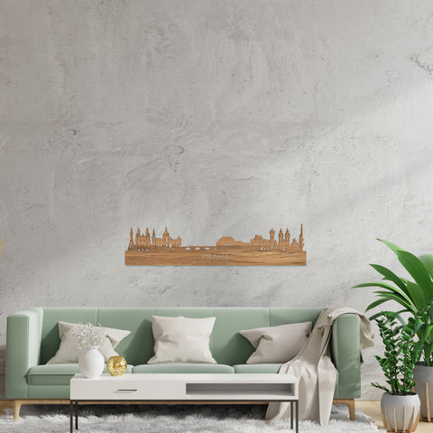 Skyline Praha Eiken houten cadeau decoratie relatiegeschenk van WoodWideCities