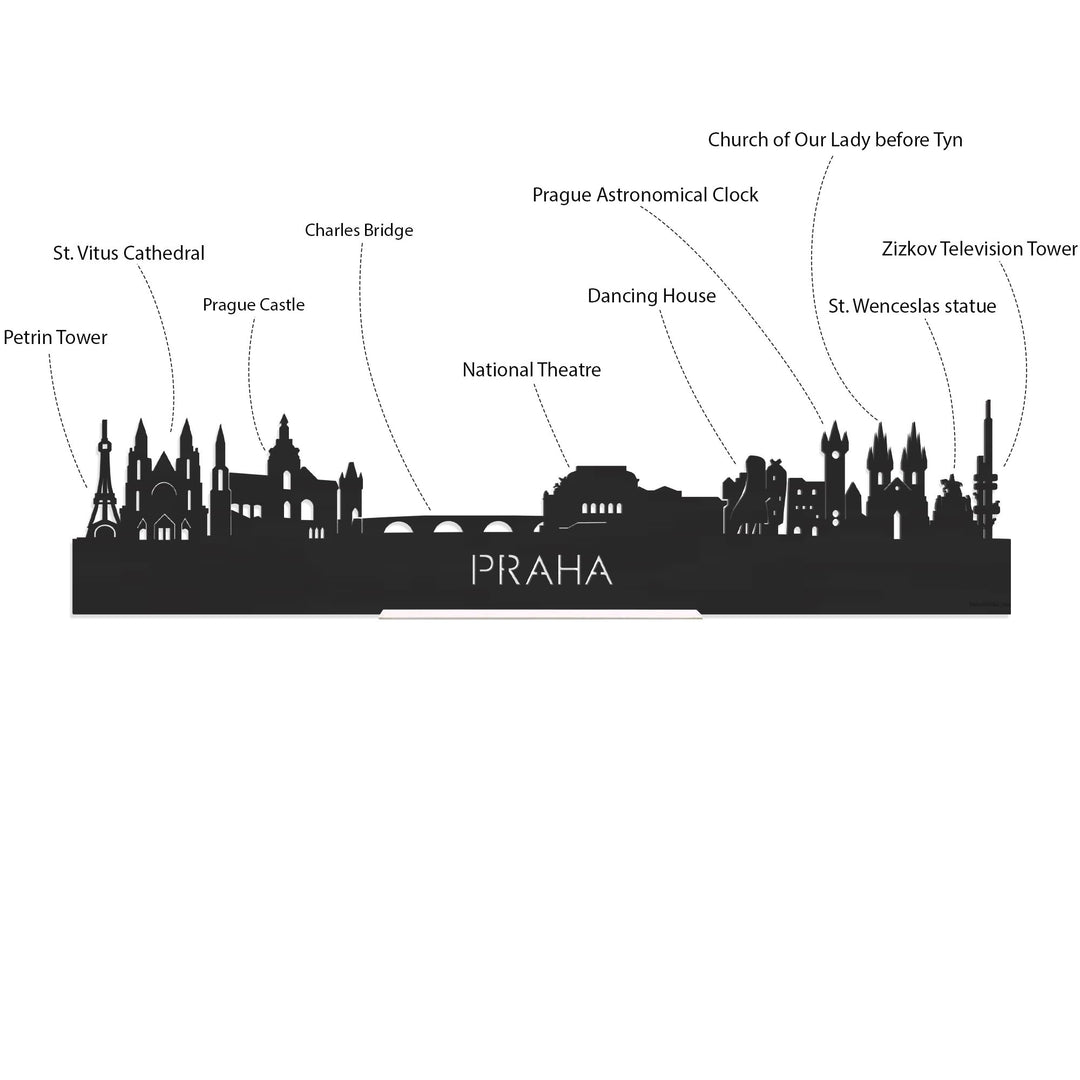 Skyline Praha Palissander houten cadeau decoratie relatiegeschenk van WoodWideCities