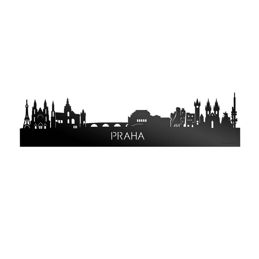 Skyline Praha Zwart glanzend gerecycled kunststof cadeau decoratie relatiegeschenk van WoodWideCities