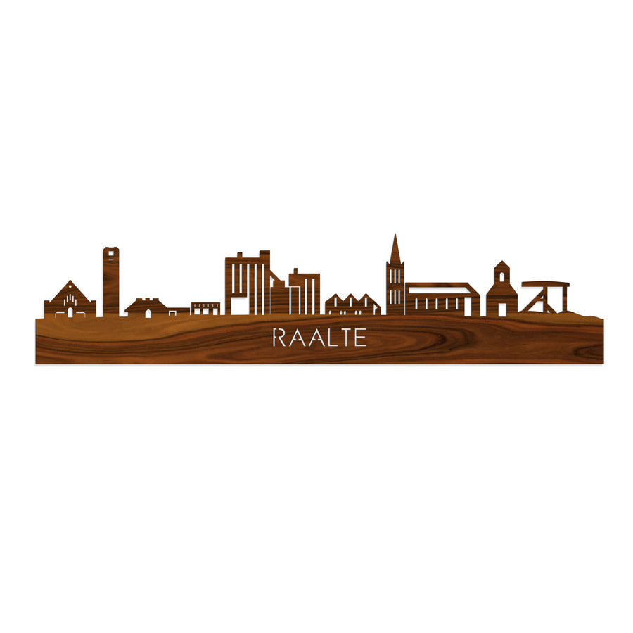 Skyline Raalte Palissander houten cadeau decoratie relatiegeschenk van WoodWideCities