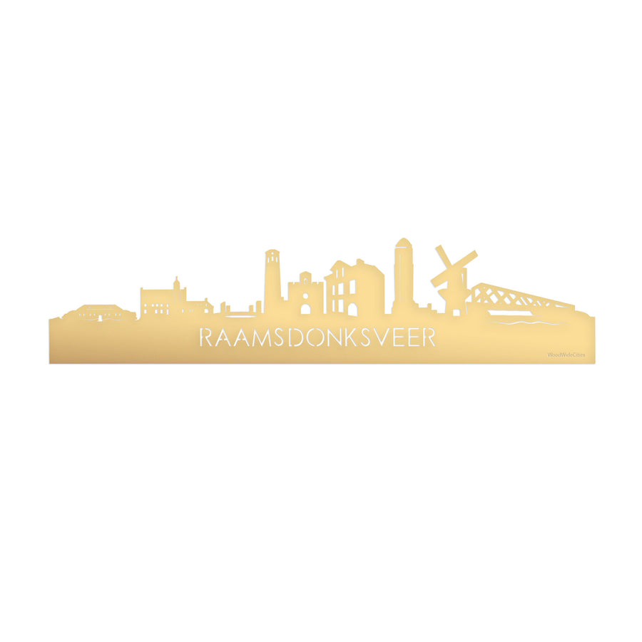 Skyline Raamsdonksveer Metallic Goud gerecycled kunststof cadeau decoratie relatiegeschenk van WoodWideCities