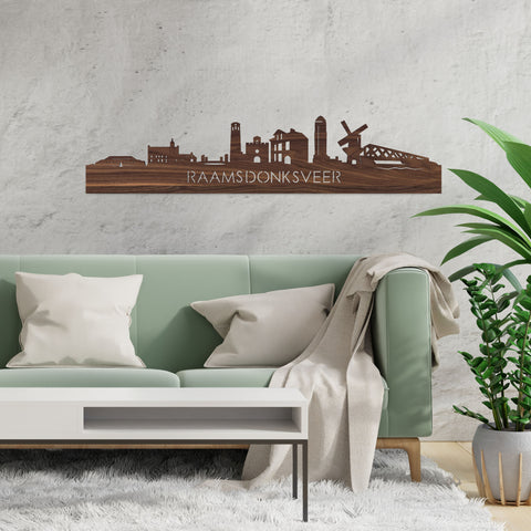 Skyline Raamsdonksveer Noten houten cadeau decoratie relatiegeschenk van WoodWideCities