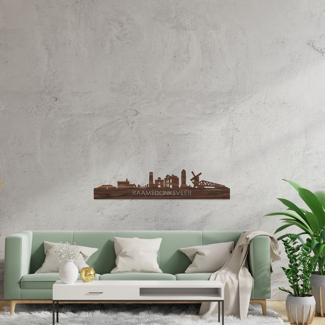 Skyline Raamsdonksveer Noten houten cadeau decoratie relatiegeschenk van WoodWideCities