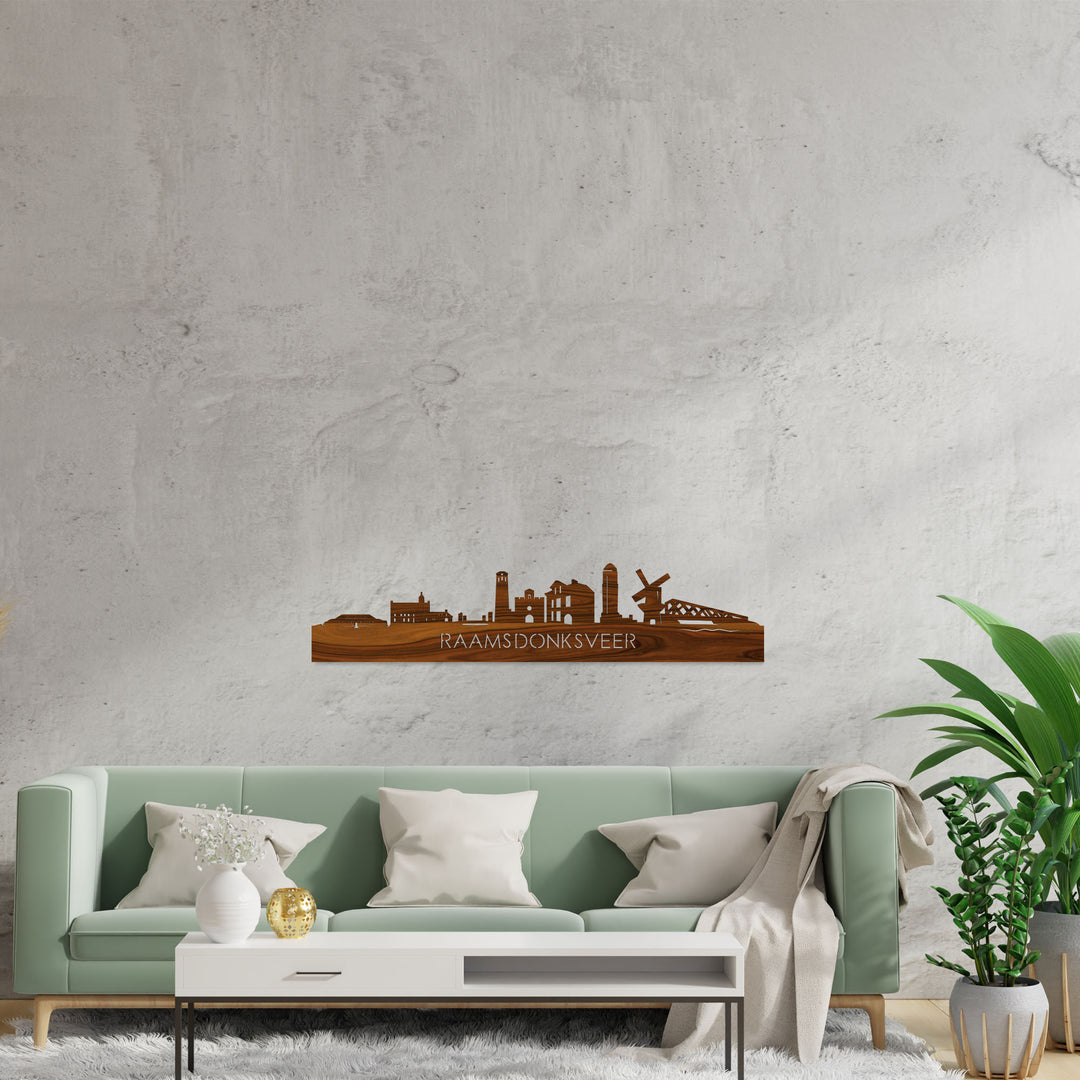 Skyline Raamsdonksveer Palissander houten cadeau decoratie relatiegeschenk van WoodWideCities